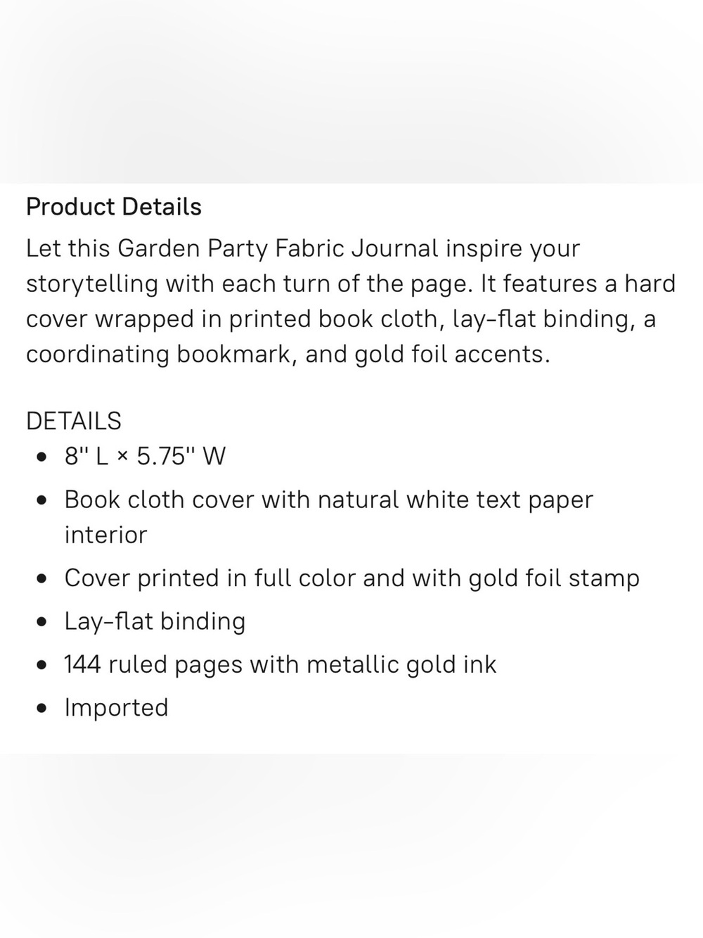 Rifle Paper Co. Garden Party Fabric Journal — Pink, Green & Blue Accents - Picture 6 of 6